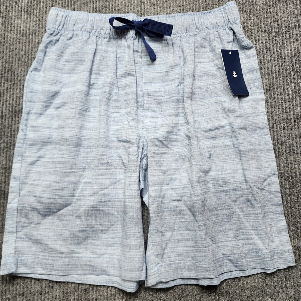 IZOD Mens Sleep Shorts Blue Space Dye Cotton Lounge Pajama Bottoms Size M NEW
